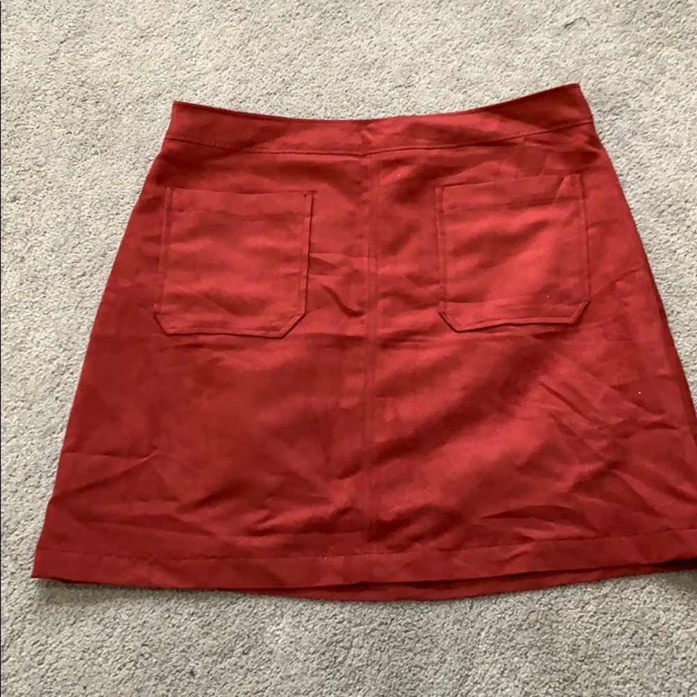 Red suede like mini skirt size XL brand new